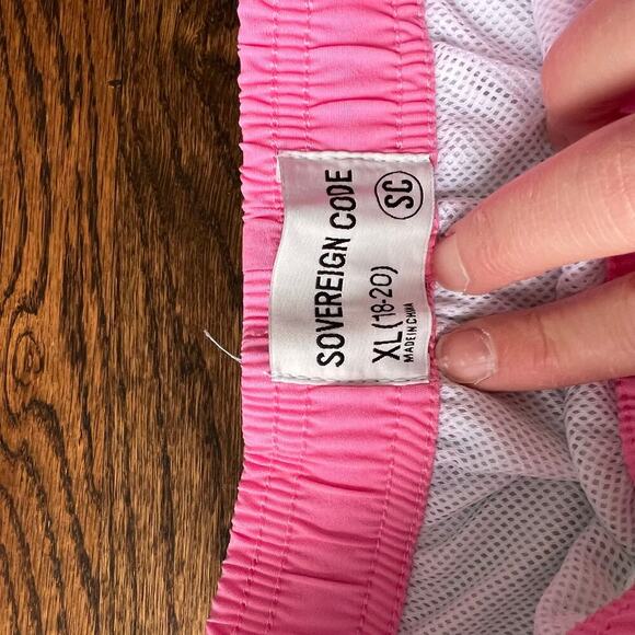 New Sovereign Code Lined Teen Boy Green Pink Swim Trunks Bottoms 18-20 - Picture 2 of 6